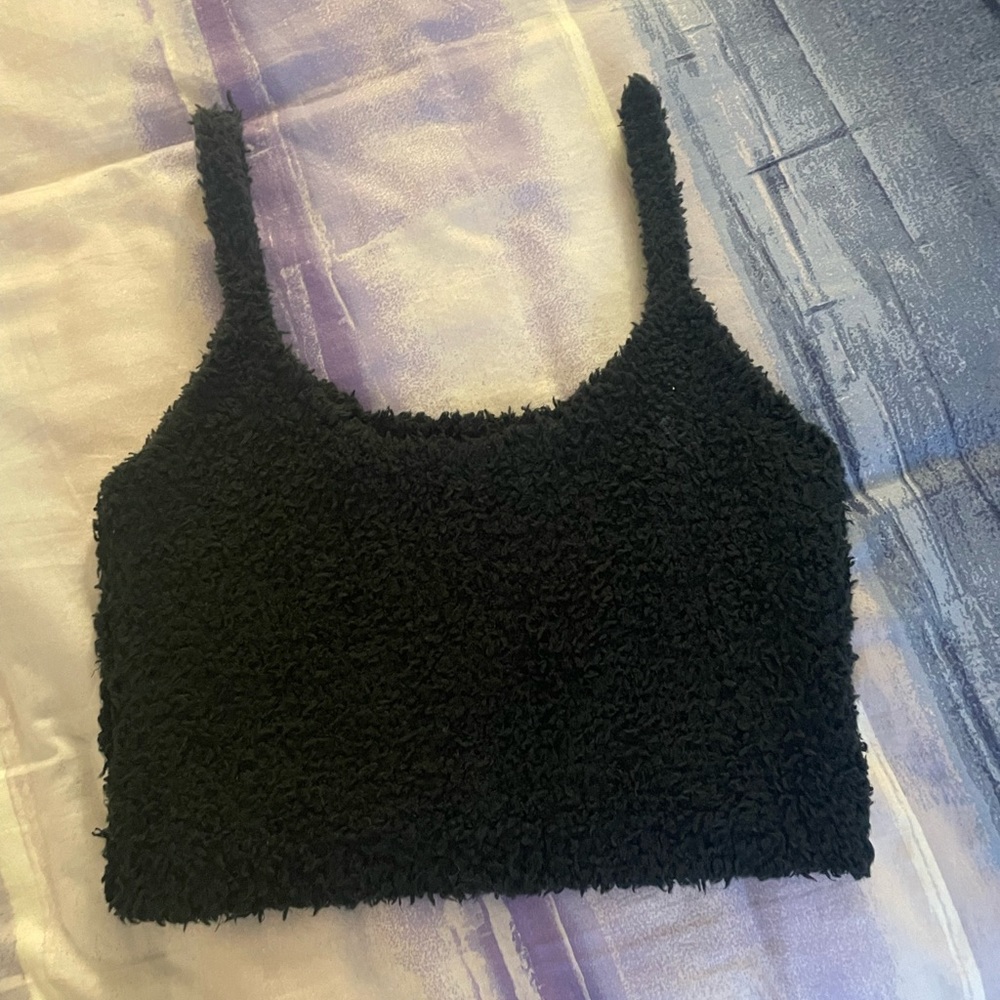 SKIMS cozy black crop top
